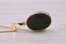 Load image into Gallery viewer, Oval Bloodstone set Yellow Gold Necklace