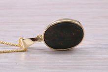 Load image into Gallery viewer, Oval Bloodstone set Yellow Gold Necklace