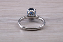 Load image into Gallery viewer, Oval cut Royal Blue Sapphire Platinum Solitaire
