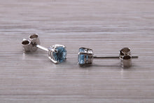 Load image into Gallery viewer, Aquamarine Solitaire Stud Earrings