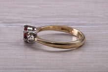 Load image into Gallery viewer, Rubelite and Diamond set Yellow Gold Ring