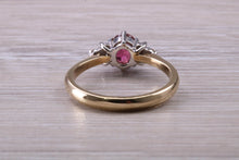 Load image into Gallery viewer, Rubelite and Diamond set Yellow Gold Ring