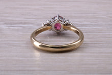 Load image into Gallery viewer, Rubelite and Diamond set Yellow Gold Ring