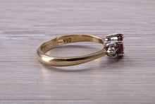 Load image into Gallery viewer, Rubelite and Diamond set Yellow Gold Ring