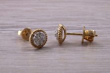 Load image into Gallery viewer, Diamond Cluster set Yellow Gold Stud Earrings