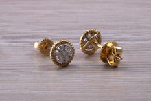 Load image into Gallery viewer, Diamond Cluster set Yellow Gold Stud Earrings