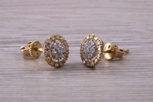 Load image into Gallery viewer, Half carat Diamond Cluster set Yellow Gold Stud Earrings