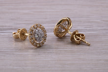 Load image into Gallery viewer, Half carat Diamond Cluster set Yellow Gold Stud Earrings