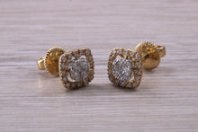 Load image into Gallery viewer, Half carat Diamond set Yellow Gold Cluster Stud Earrings