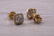 Load image into Gallery viewer, Half carat Diamond set Yellow Gold Cluster Stud Earrings