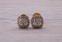 Load image into Gallery viewer, Half carat Diamond set Yellow Gold Cluster Stud Earrings