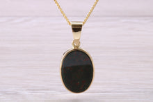 Load image into Gallery viewer, Oval Bloodstone set Yellow Gold Necklace
