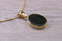 Load image into Gallery viewer, Oval Bloodstone set Yellow Gold Necklace