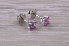 Load image into Gallery viewer, One carat Round cut Pink Sapphire Stud Earrings