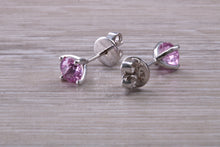 Load image into Gallery viewer, One carat Round cut Pink Sapphire Stud Earrings