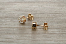 Load image into Gallery viewer, Diamond Cluster set Yellow Gold Stud Earrings