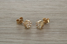 Load image into Gallery viewer, Diamond Cluster set Yellow Gold Stud Earrings