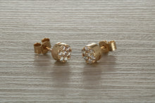 Load image into Gallery viewer, Diamond Cluster set Yellow Gold Stud Earrings