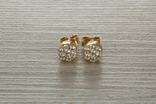 Load image into Gallery viewer, Diamond Cluster set Yellow Gold Stud Earrings