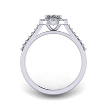 Load image into Gallery viewer, Oval cut Certified Natural Diamond Halo set Platinum or Gold Ring