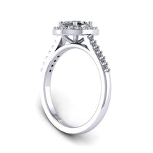 Load image into Gallery viewer, Oval cut Certified Natural Diamond Halo set Platinum or Gold Ring