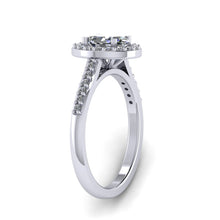 Load image into Gallery viewer, Oval cut Certified Natural Diamond Halo set Platinum or Gold Ring
