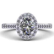 Load image into Gallery viewer, Oval cut Certified Natural Diamond Halo set Platinum or Gold Ring