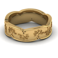 Load image into Gallery viewer, Tree of Life Band, 7 mm Wide, Available in White or Yellow Gold