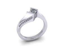 Load image into Gallery viewer, Half carat Princess cut Diamond set Engagement Ring, Available in Platinum or Yellow Gold