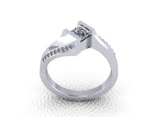 Load image into Gallery viewer, Half carat Princess cut Diamond set Engagement Ring, Available in Platinum or Yellow Gold