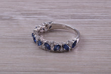Load image into Gallery viewer, One carat Beautiful Marquise cut Sapphires and Round cut Diamond set White Gold Ring