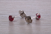 Load image into Gallery viewer, Stunning 1 carat Ruby set Platinum Solitaire Stud Earrings, with Special Safety Backs