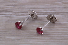 Load image into Gallery viewer, Stunning 1 carat Ruby set Platinum Solitaire Stud Earrings, with Special Safety Backs