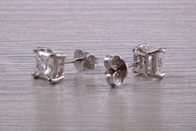 Load image into Gallery viewer, Two carat Square set with top grade Lab Diamond Solitaire Stud Earrings set in Platinum