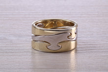 Load image into Gallery viewer, Diamond set Jigsaw Puzzle Ring, 8.50 mm Wide, Made From Solid Gold, Rose Gold and Yellow Gold or Your Choice of Metal Combinations