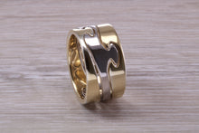 Load image into Gallery viewer, Diamond set Jigsaw Puzzle Ring, 8.50 mm Wide, Made From Solid Gold, Rose Gold and Yellow Gold or Your Choice of Metal Combinations