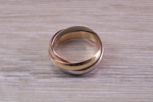 Load image into Gallery viewer, Gold Russian Wedding Band, 4 mm Wide, Three Colour Gold