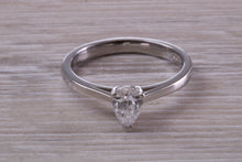 Load image into Gallery viewer, Half carat D colour Certified Tear Drop Cut Diamond set Solitaire