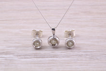 Load image into Gallery viewer, Diamond set Solitaire Stud Earrings and Matching Necklace