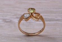 Load image into Gallery viewer, Multi Gemstone set Three Leaf Clover Ring