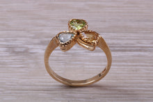 Load image into Gallery viewer, Multi Gemstone set Three Leaf Clover Ring, British Hallmarked Gold Ring