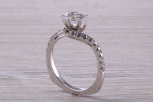 Load image into Gallery viewer, One carat Moissanite Diamond set Crossover Ring with Natural Diamond set Shoulders