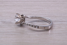 Load image into Gallery viewer, One carat Moissanite Diamond set Crossover Ring with Natural Diamond set Shoulders