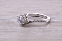 Load image into Gallery viewer, One carat Moissanite Diamond set Crossover Ring with Natural Diamond set Shoulders
