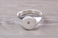 Load image into Gallery viewer, Chunky Sterling Silver Diamond set Signet Ring, Free Engraving