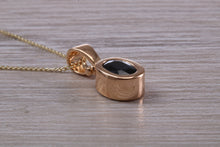 Load image into Gallery viewer, Beautiful One carat Oval cut Blue Sapphire set Yellow Gold Necklace