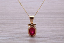Load image into Gallery viewer, Beautiful One carat Oval cut Ruby set Yellow Gold Necklace