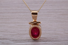 Load image into Gallery viewer, Beautiful One carat Oval cut Ruby set Yellow Gold Necklace