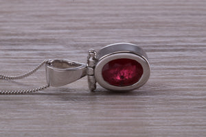 Beautiful One carat Oval cut Ruby set White Gold Necklace