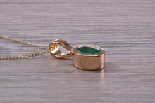 Load image into Gallery viewer, Beautiful One carat Oval cut Emerald Yellow Gold Necklace